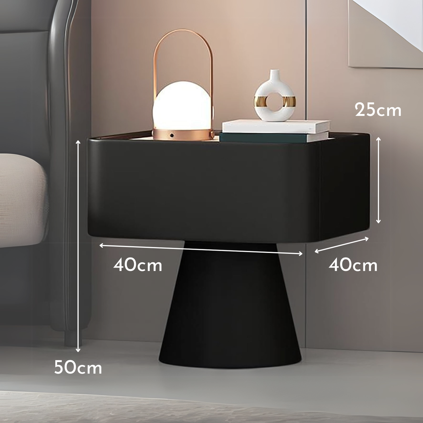 Velador Moderno Cajón Estilo Nórdico Negro