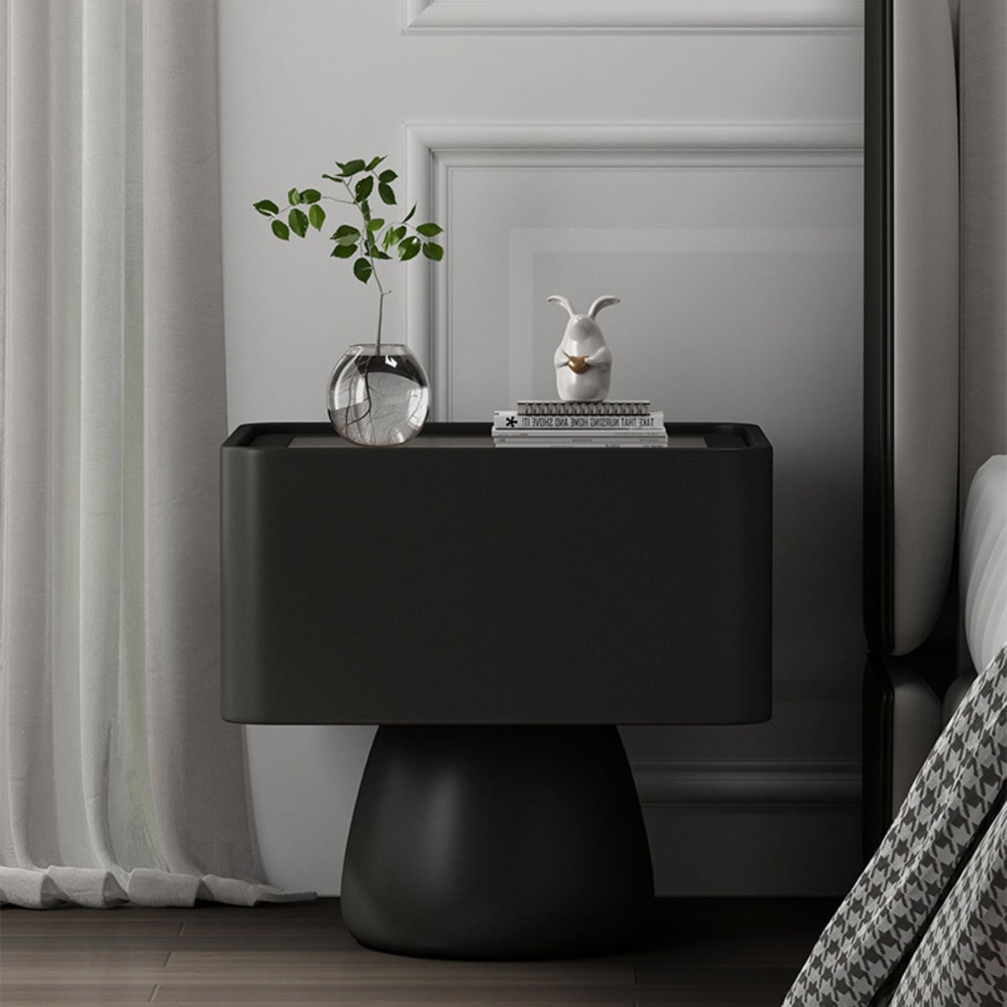 Velador Moderno Cajón Estilo Nórdico Negro