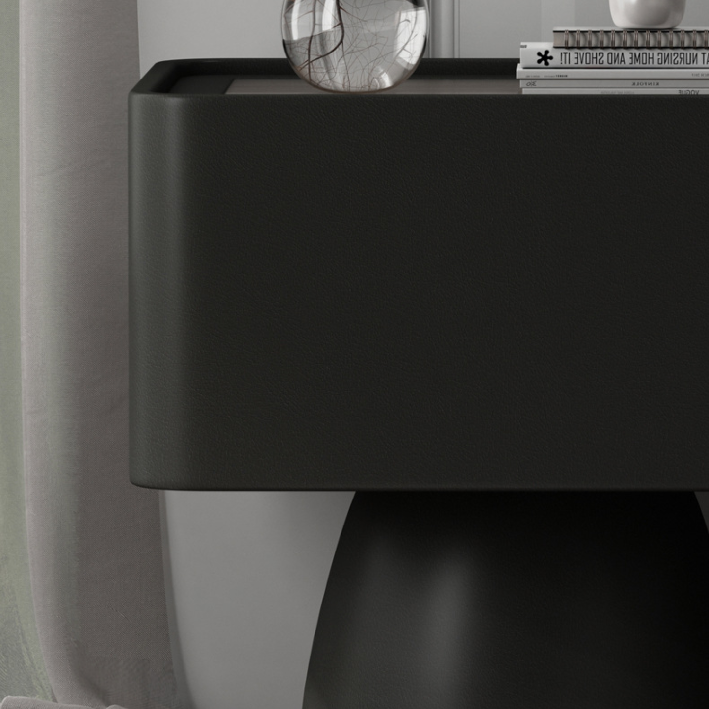 Velador Moderno Cajón Estilo Nórdico Negro