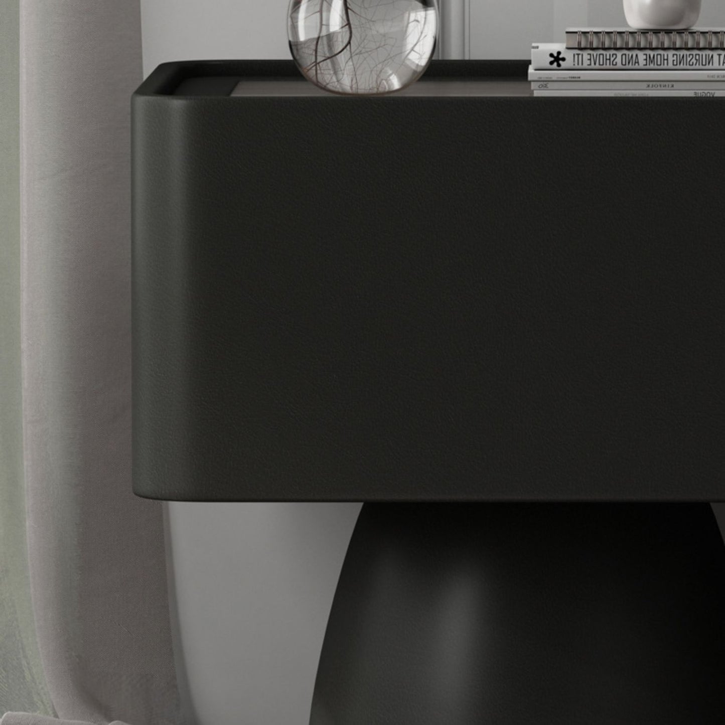 Velador Moderno Cajón Estilo Nórdico Negro