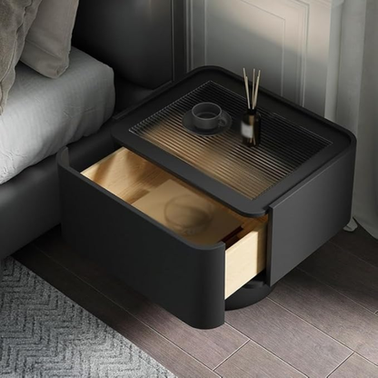 Velador Moderno Cajón Estilo Nórdico Negro