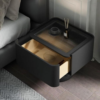 Velador Moderno Cajón Estilo Nórdico Negro