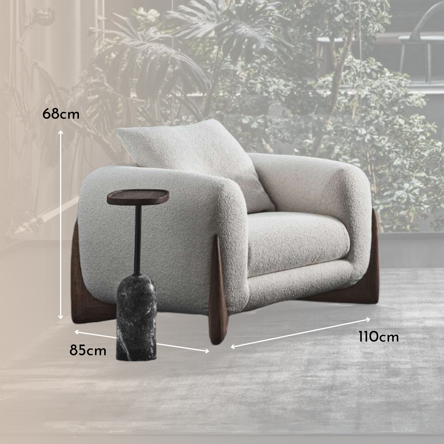 Sofá Poltrona Diseño Wabi Sabi Blanco