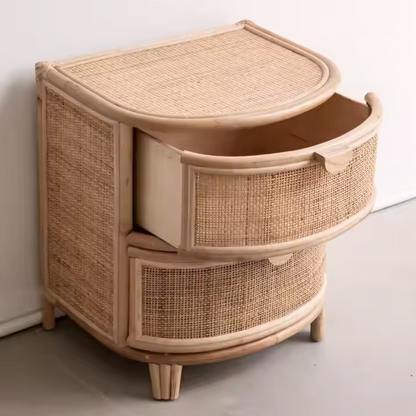 Velador Mesa de Noche Rattan Cajones