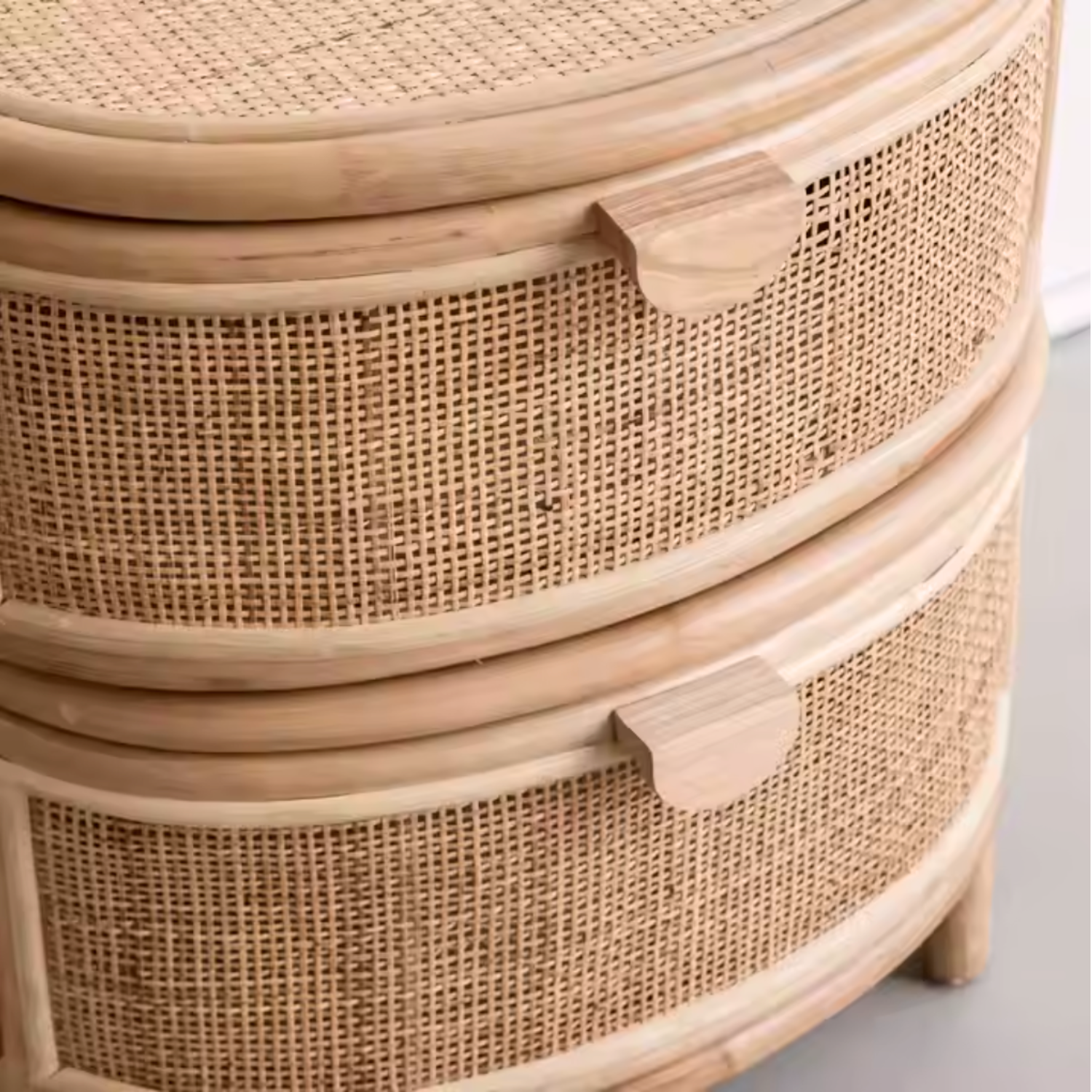 Velador Mesa de Noche Rattan Cajones Estilo Mimbre