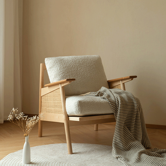 Sitial Madera Rattan Blanco Nórdico