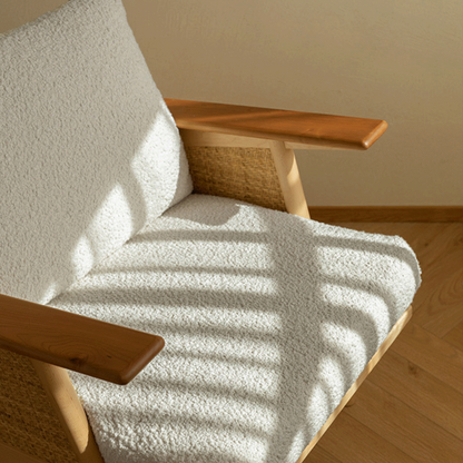 Sitial Madera Rattan Blanco Nórdico