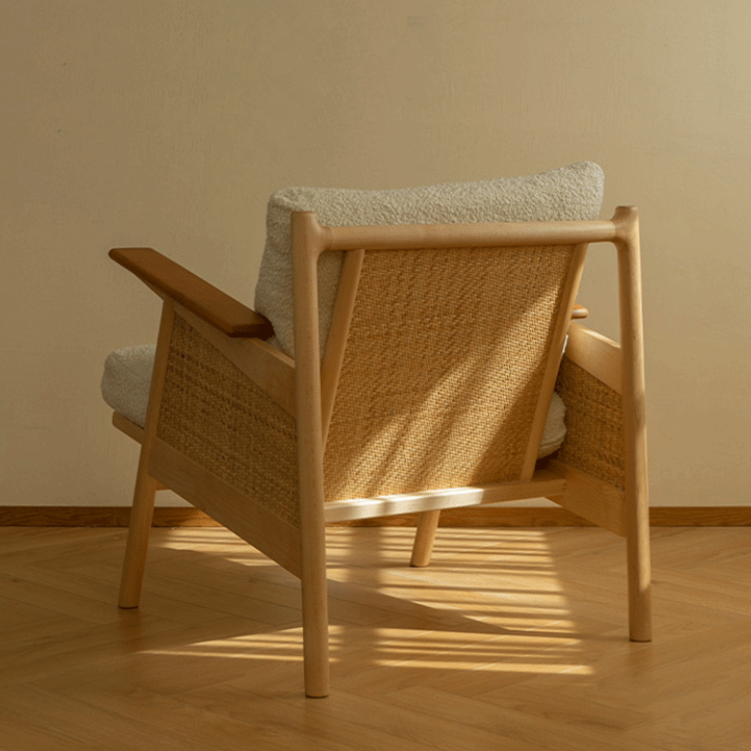 PREVENTA - Sitial Madera Rattan Blanco Nórdico