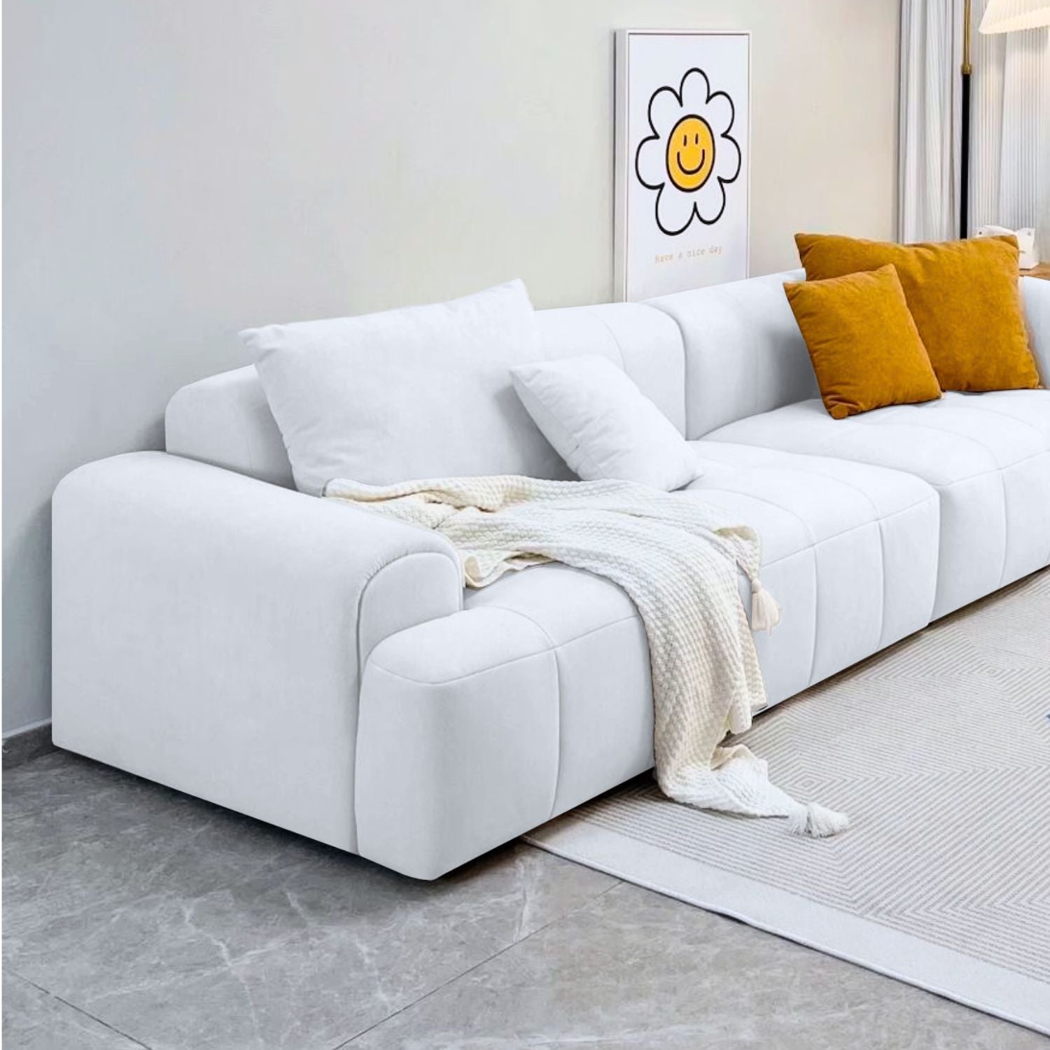 Sofa Seccional Moderno Blanco Lounge 300cm