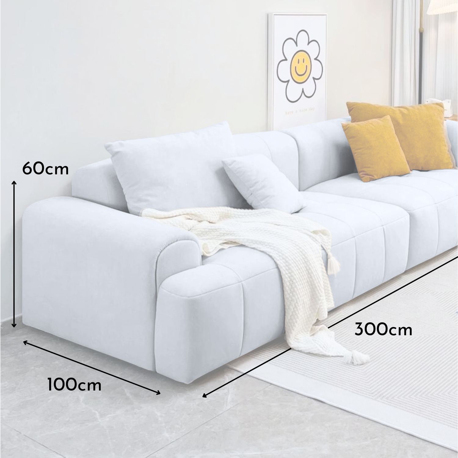 Sofa Seccional Moderno Blanco Lounge 300cm