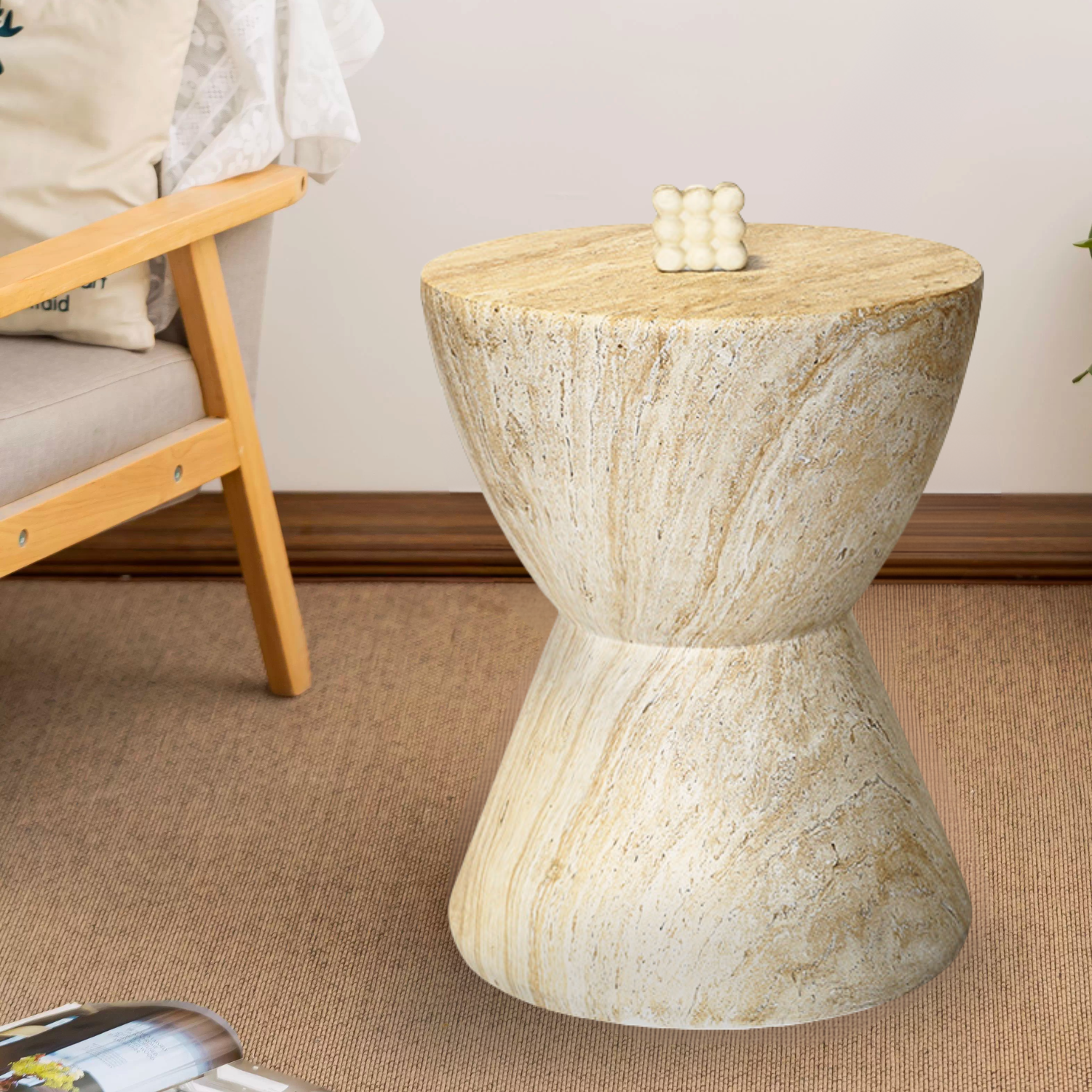 PREVENTA - Mesa Lateral Estilo Piedra Cáliz