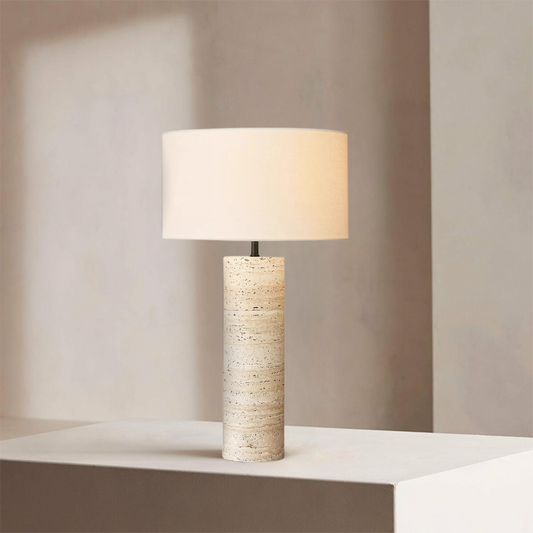 PREVENTA - Lampara de Mesa Piedra Nordica Crema Mediana