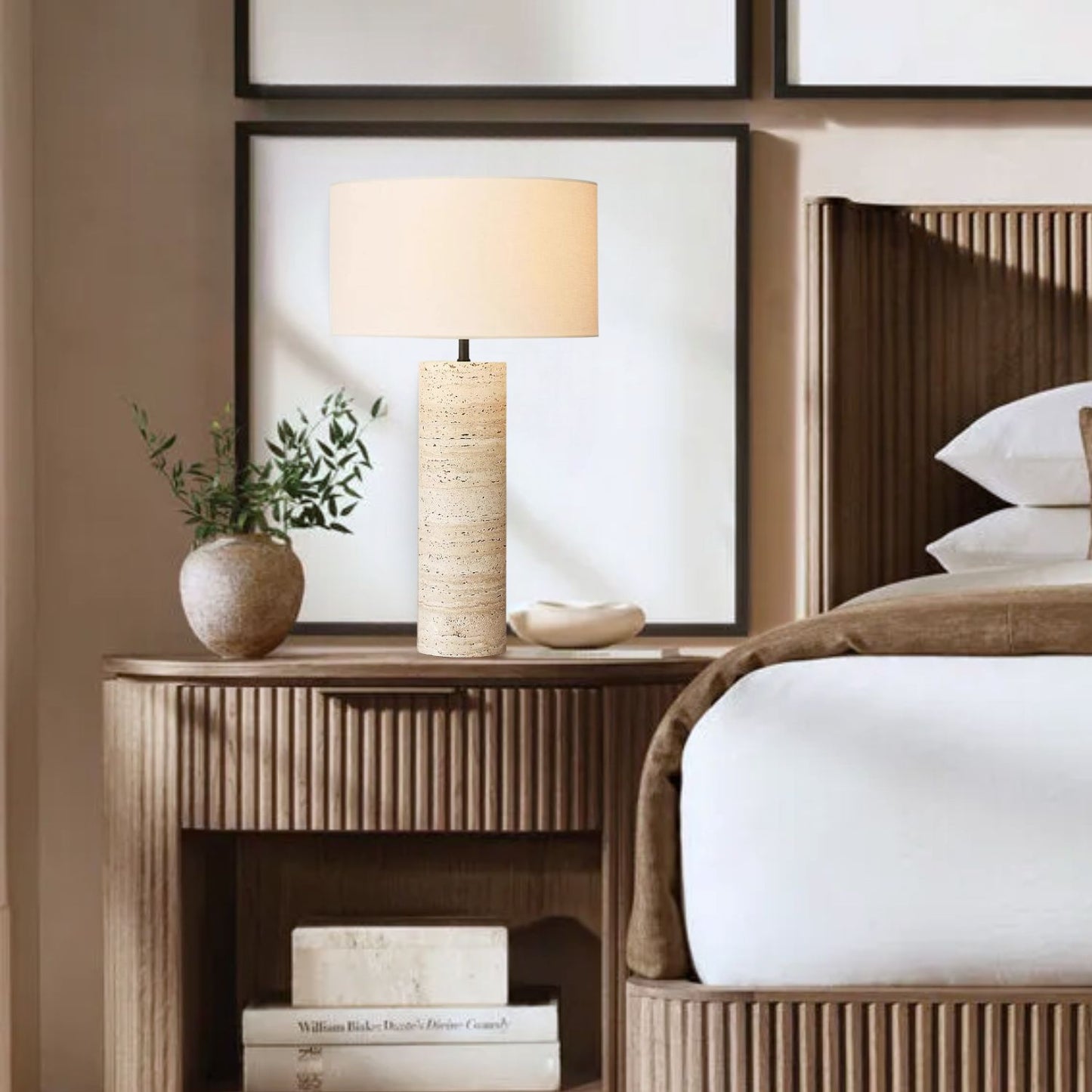 Lampara de Mesa Piedra Nordica Crema Mediana