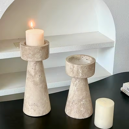 PREVENTA - Candelabro Portavelas Marmol Travertino Torre Grande