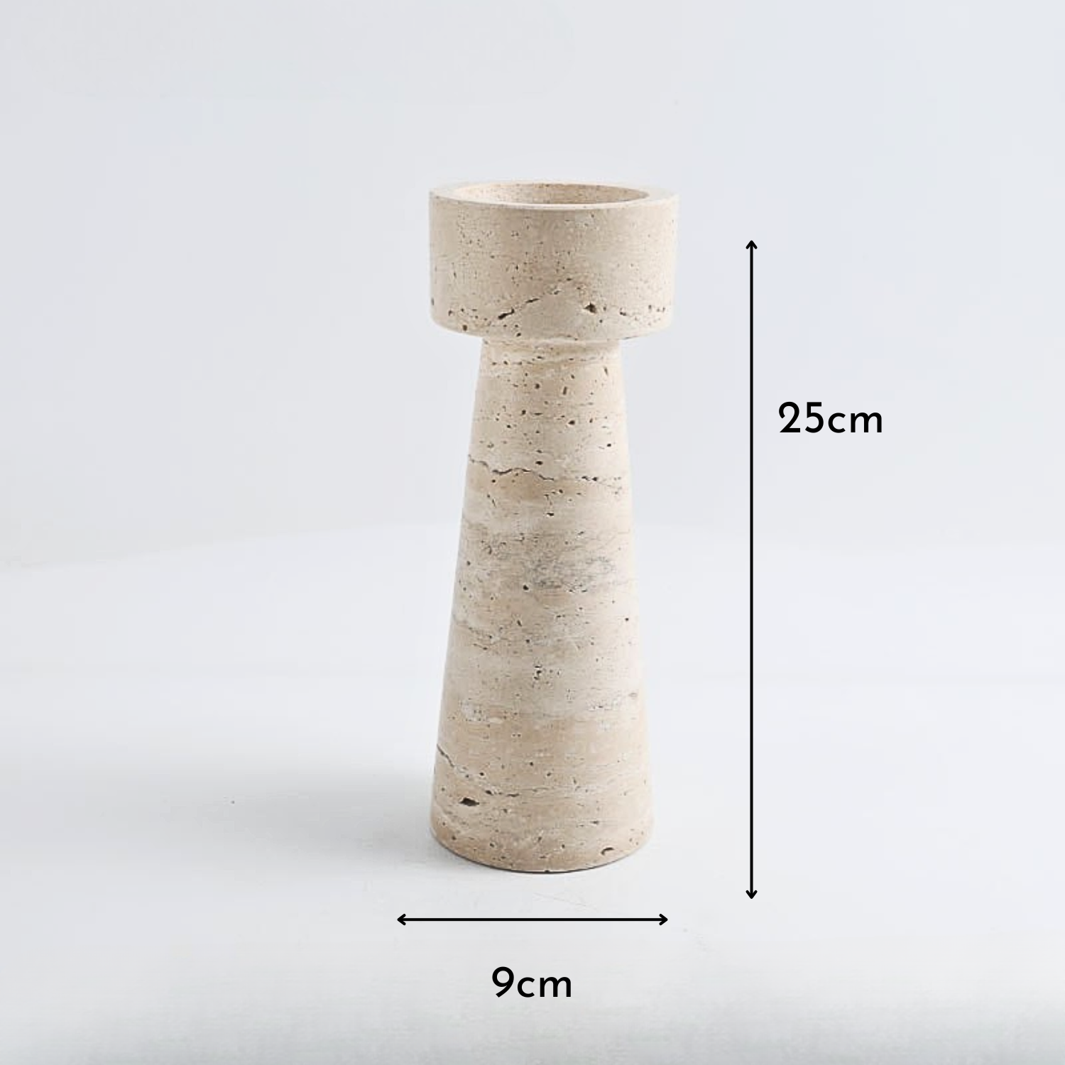 Candelabro Portavelas Mármol Travertino Torre Grande