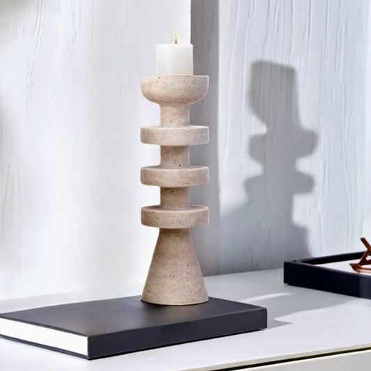 PREVENTA - Candelabro Torre Alfil Figura Decorativa Travertino Grande