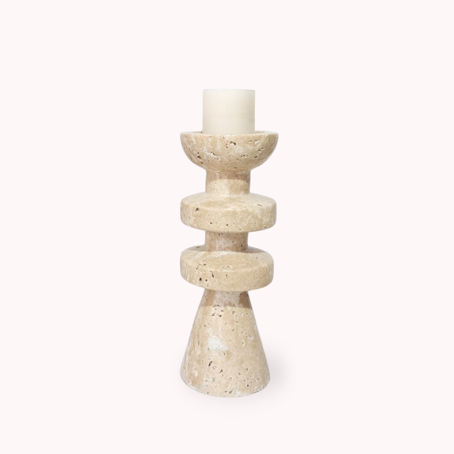 Candelabro Torre Alfil Figura Decorativa Travertino Pequeño