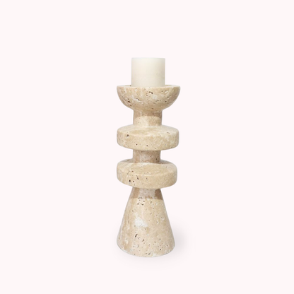 Candelabro Torre Alfil Figura Decorativa Travertino Pequeño