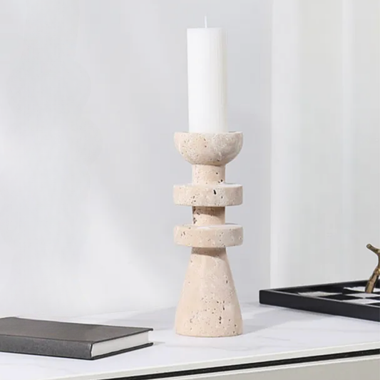 Candelabro Torre Alfil Figura Decorativa Travertino Pequeño