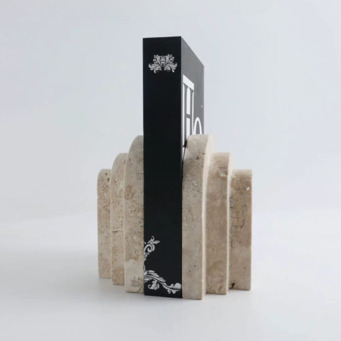 Sujeta Libros Escultura Griega Travertino Soporte