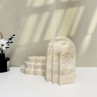 Sujeta Libros Escultura Griega Travertino Soporte