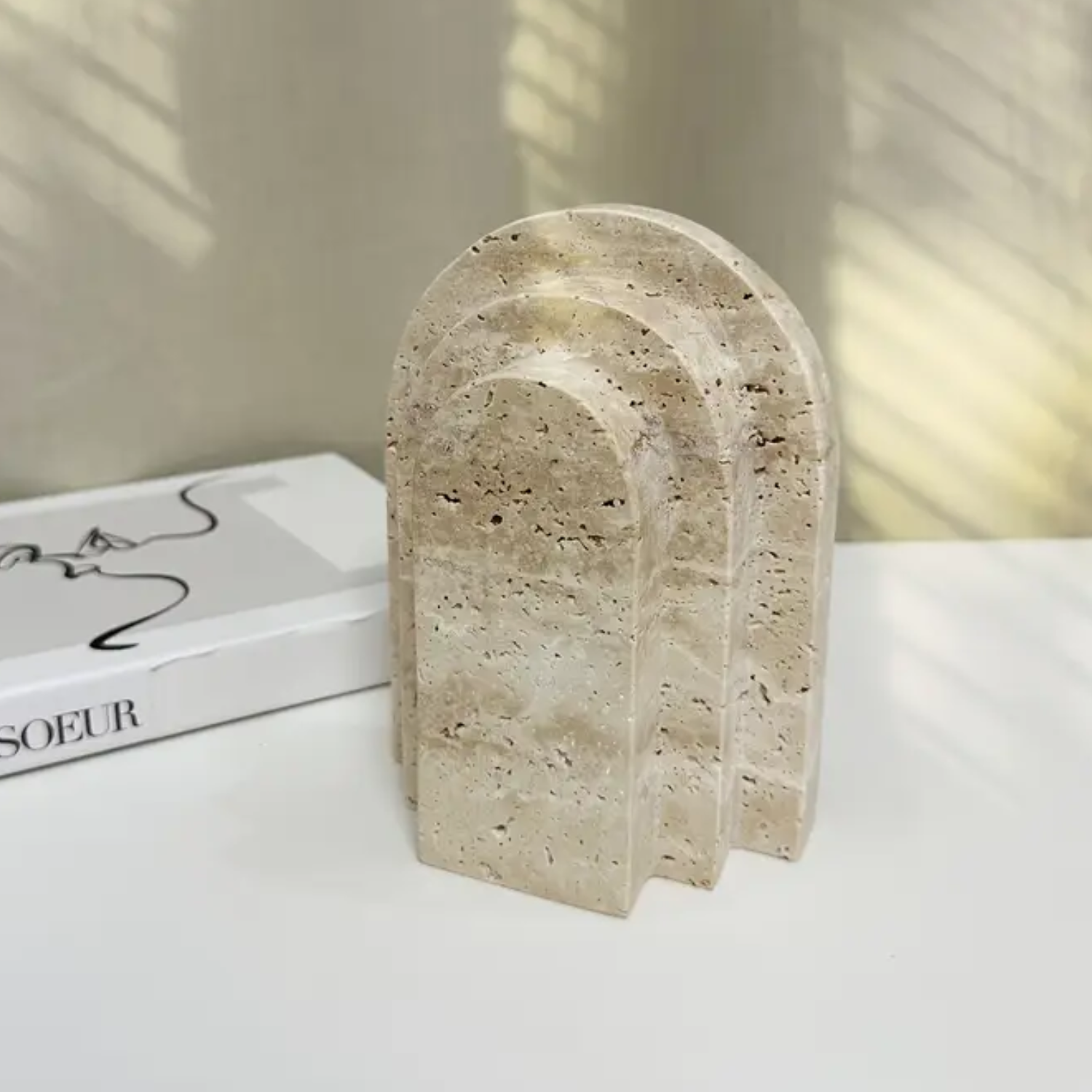 PREVENTA - Sujeta Libros Escultura Griega Travertino Soporte