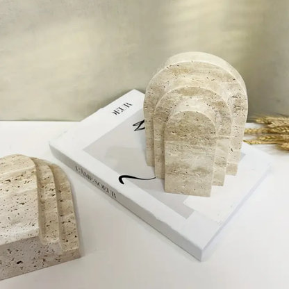 Sujeta Libros Escultura Griega Travertino Soporte