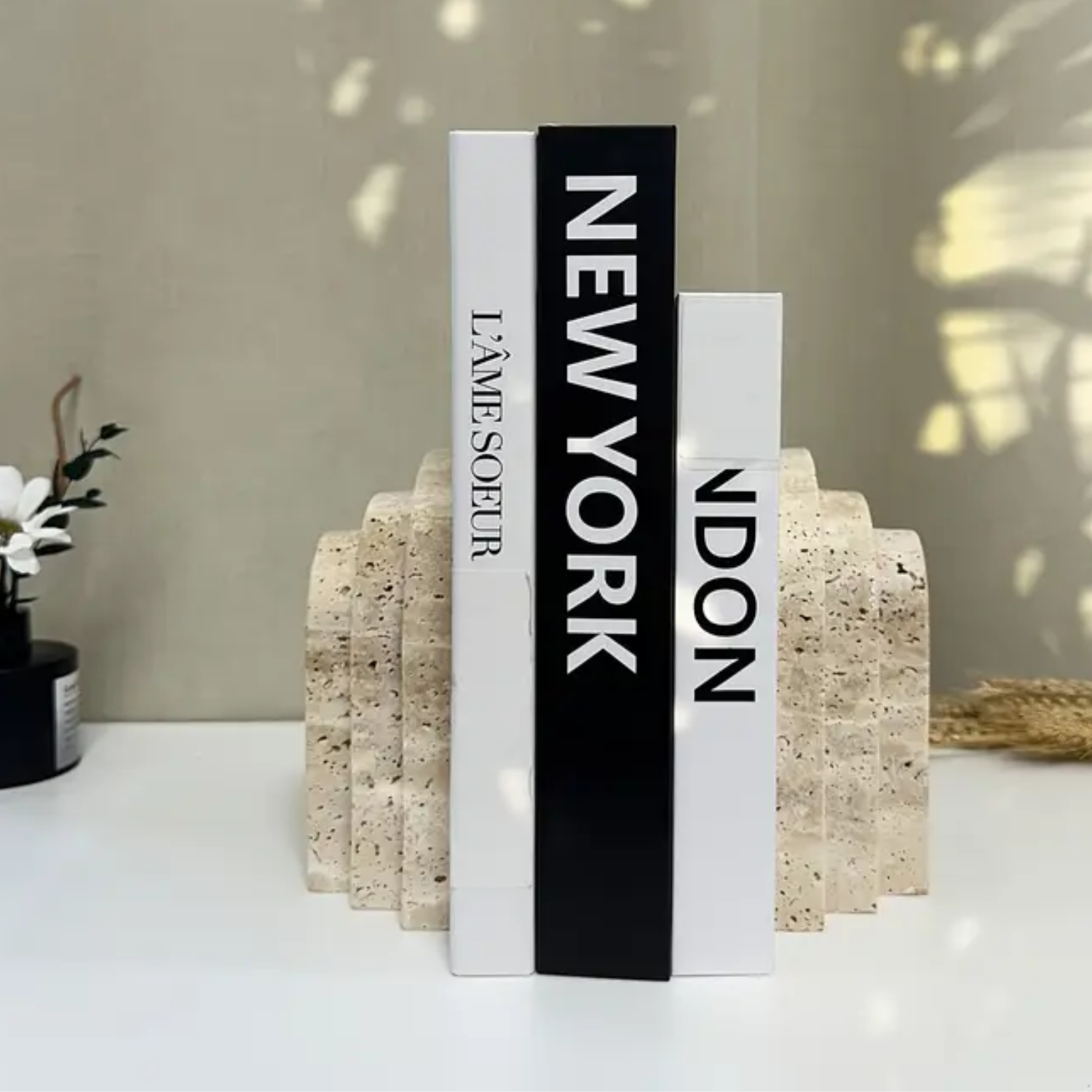 PREVENTA - Sujeta Libros Escultura Griega Travertino Soporte