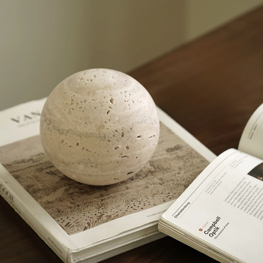 PREVENTA - Esfera Orbis Piedra Travertino Figura Decorativa