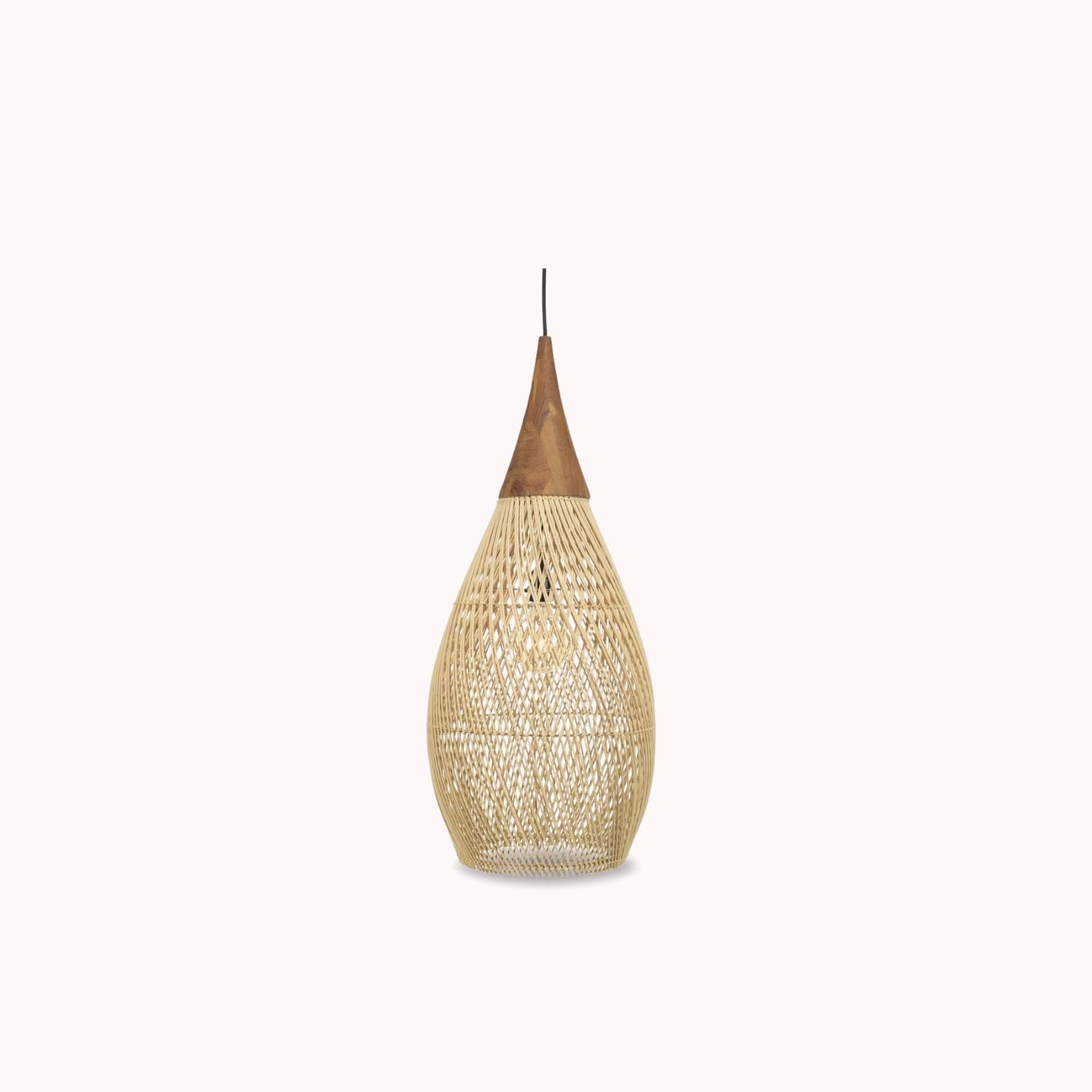 Lámpara Colgante Rattan Claro Gota 25cm