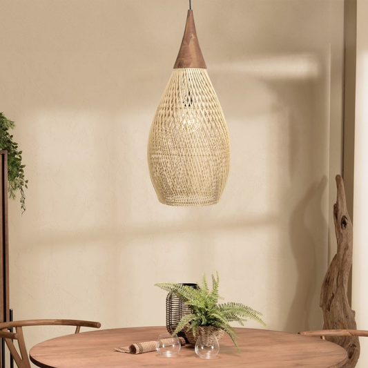 PREVENTA - Lampara Colgante Rattan Claro Gota 25cm