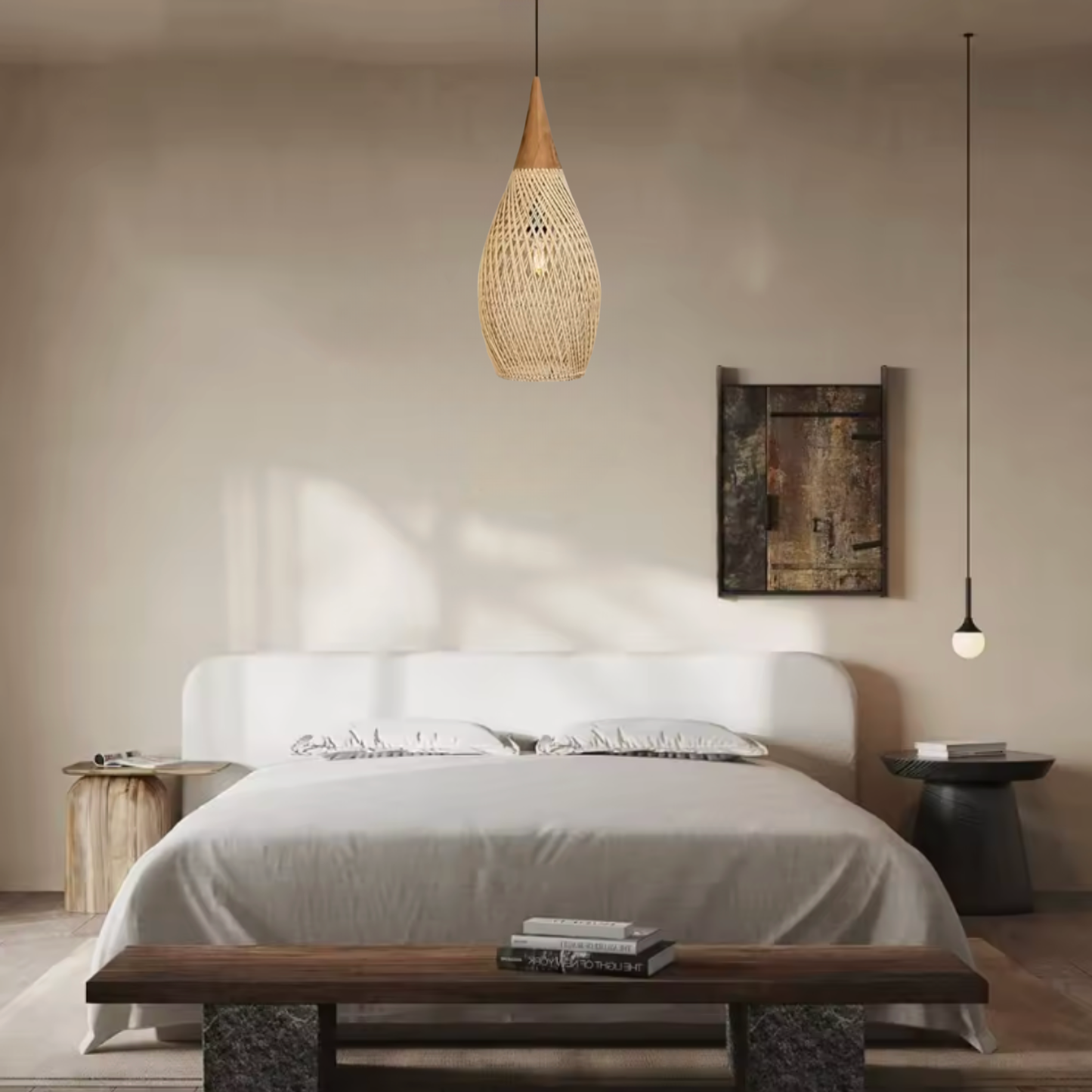 PREVENTA - Lampara Colgante Rattan Claro Gota 25cm