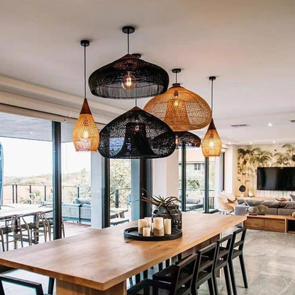 PREVENTA - Lampara Colgante Rattan Claro Gota 25cm