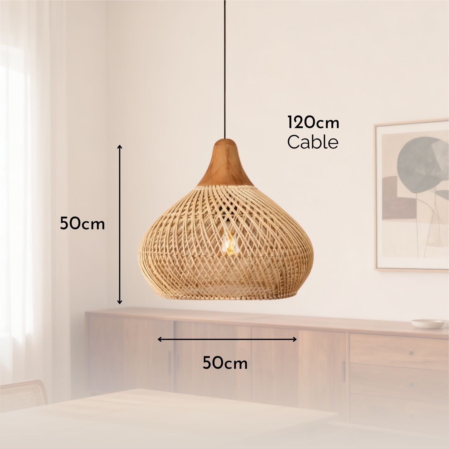 PREVENTA - Lámpara Colgante Rattan Claro Duna 50cm