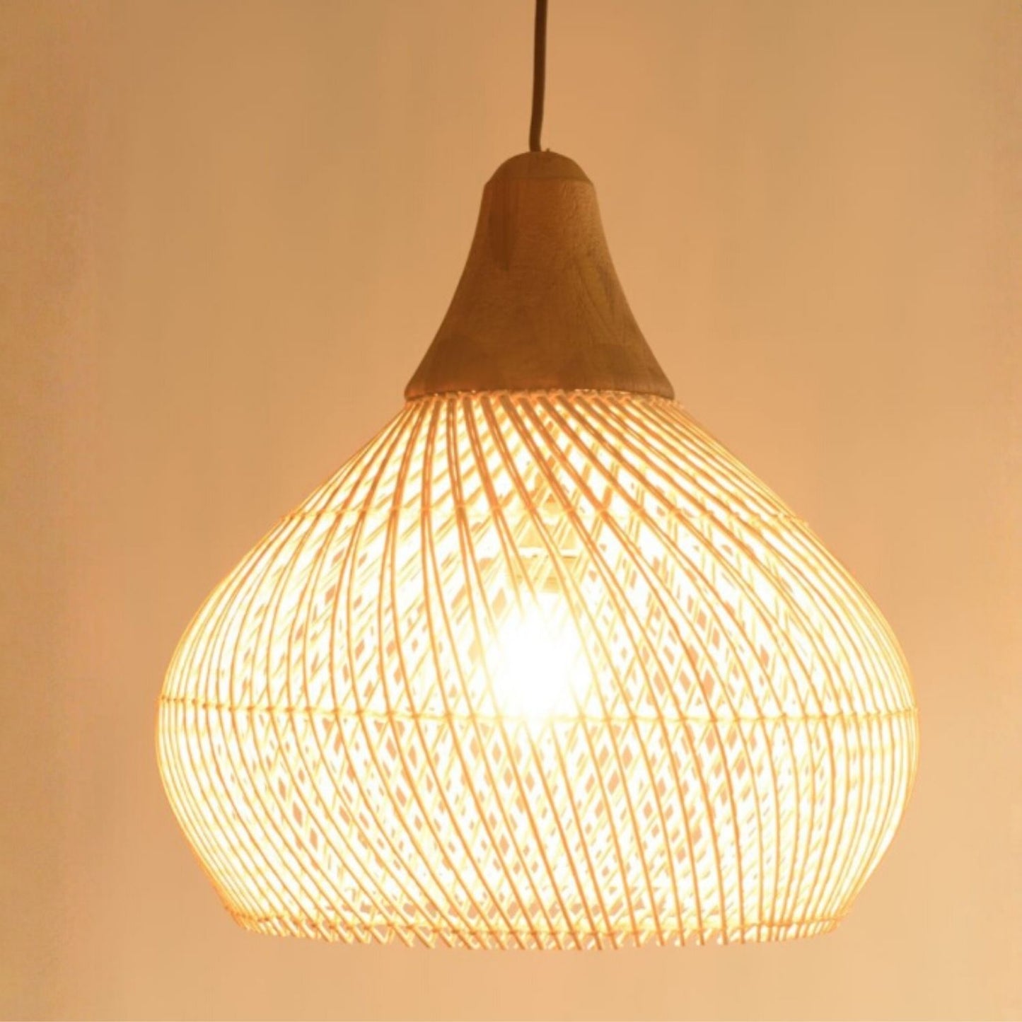 Lampara Colgante Rattan Claro Duna 50cm