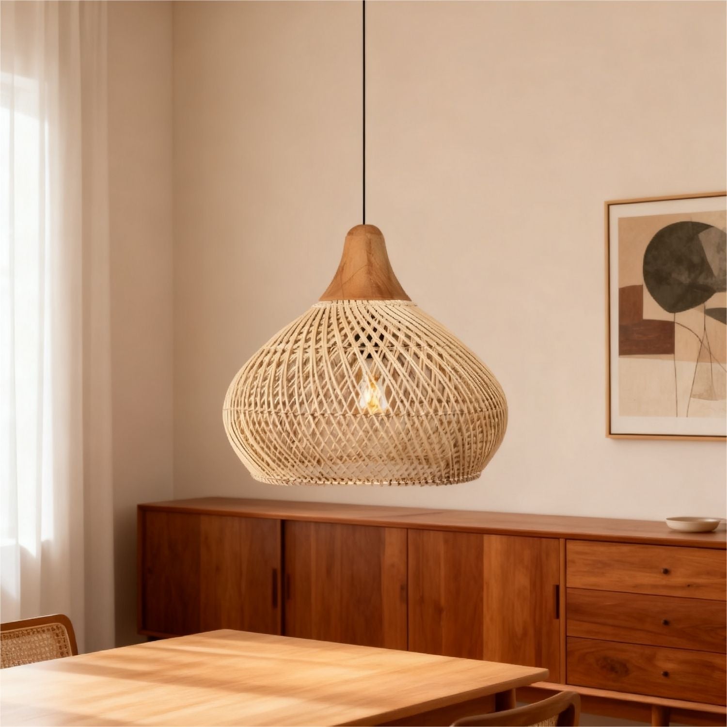 PREVENTA - Lámpara Colgante Rattan Claro Duna 50cm