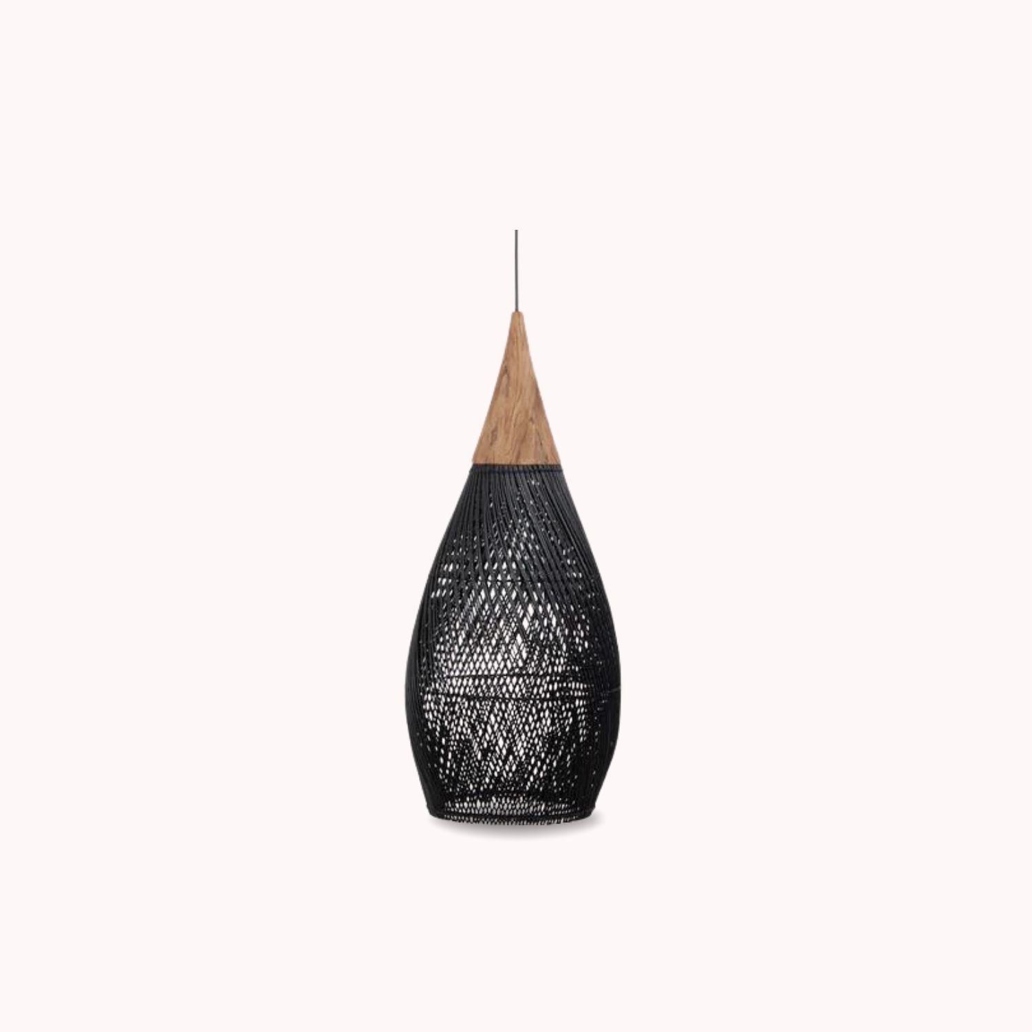 Lampara Colgante Rattan Negro Gota 25cm