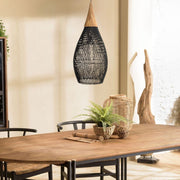 Lampara Colgante Rattan Negro Gota 25cm