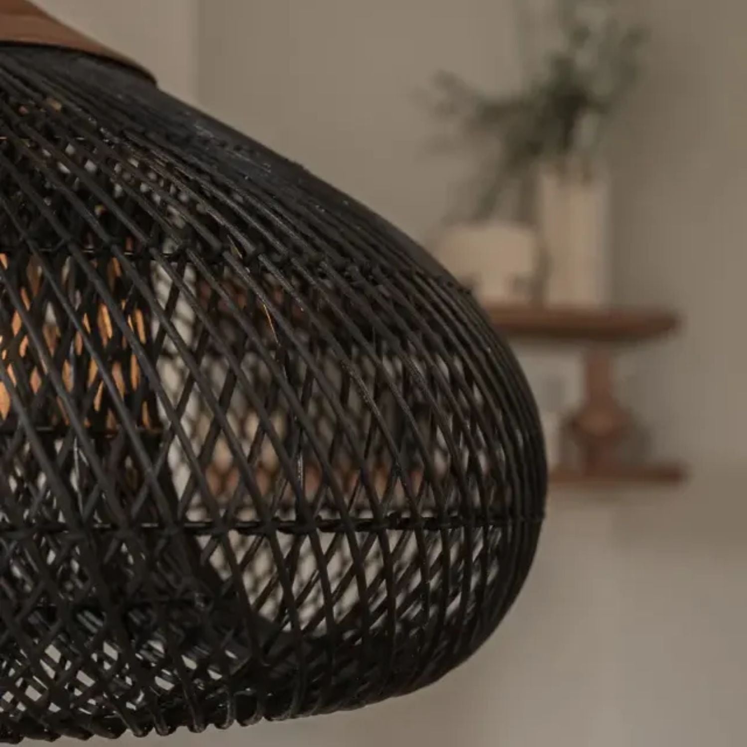 Lampara Colgante Rattan Negro Etéreo 80cm