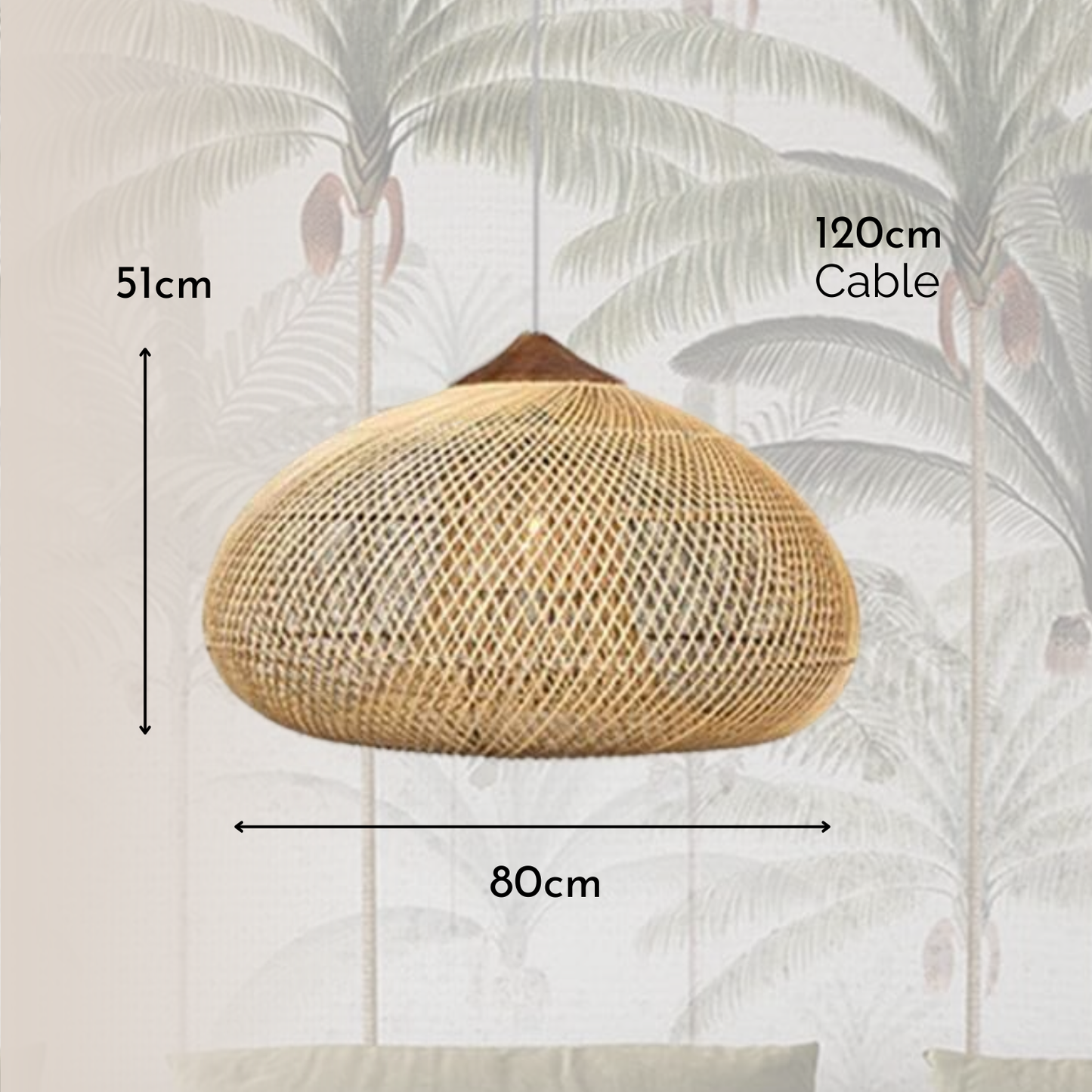 PREVENTA - Lampara Colgante Rattan Claro Etéreo 80cm