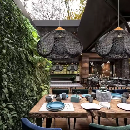 PREVENTA - Lampara Colgante Rattan Negro Etéreo 80cm