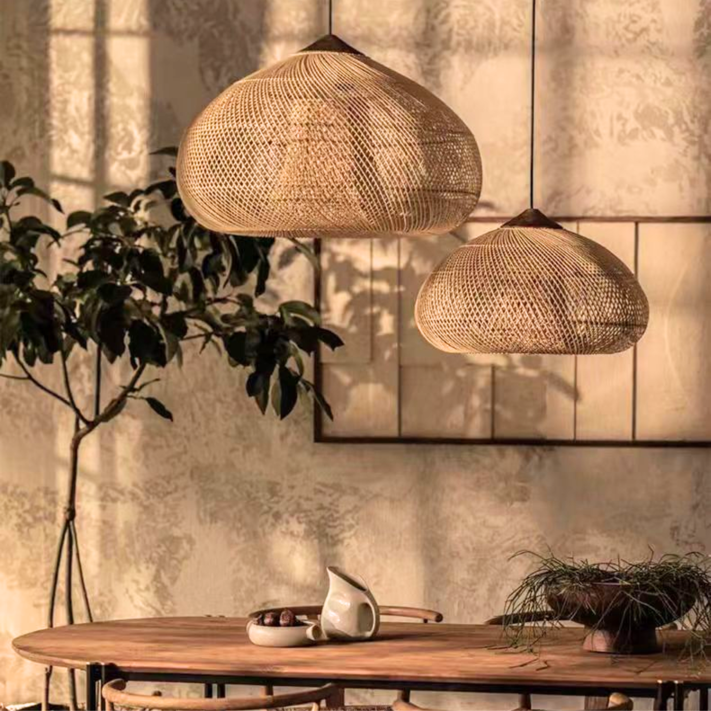 PREVENTA - Lampara Colgante Rattan Claro Etéreo 80cm