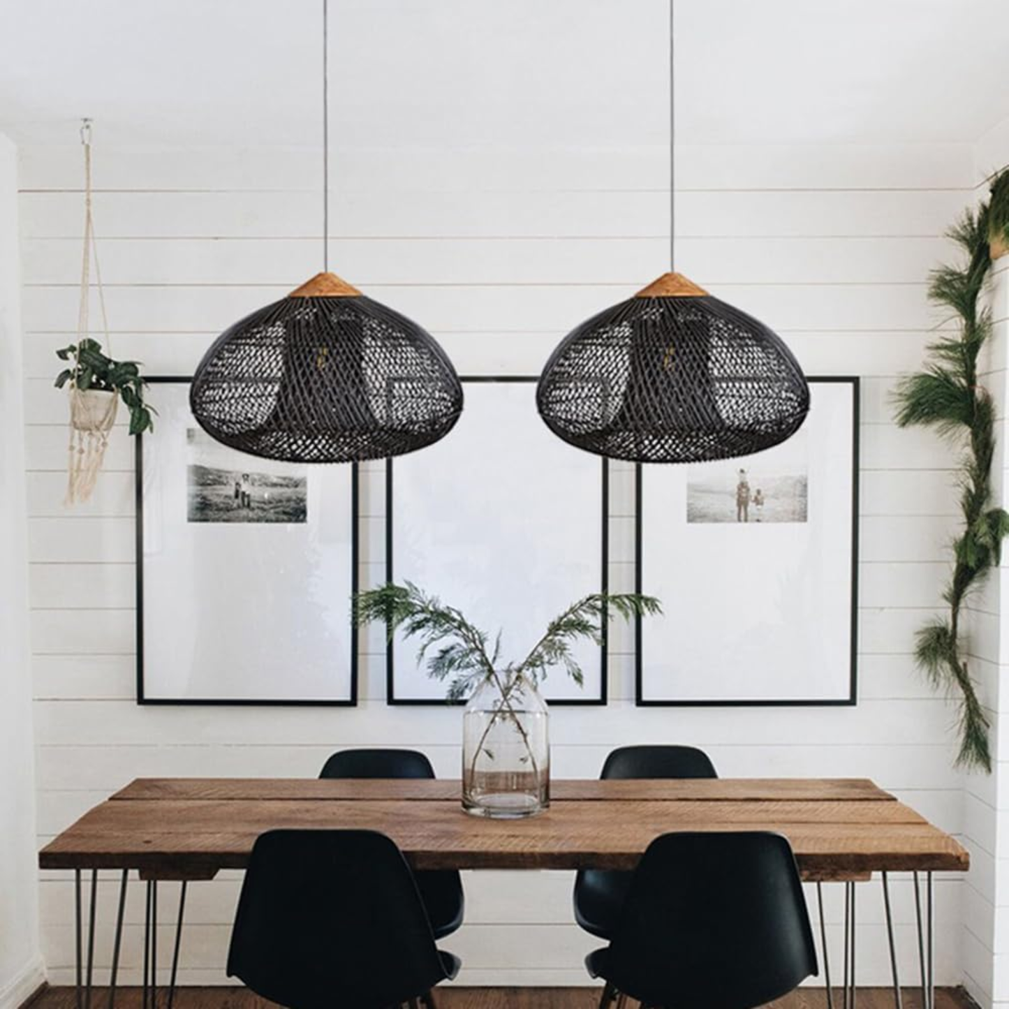 Lampara Colgante Rattan Negro Etéreo 80cm