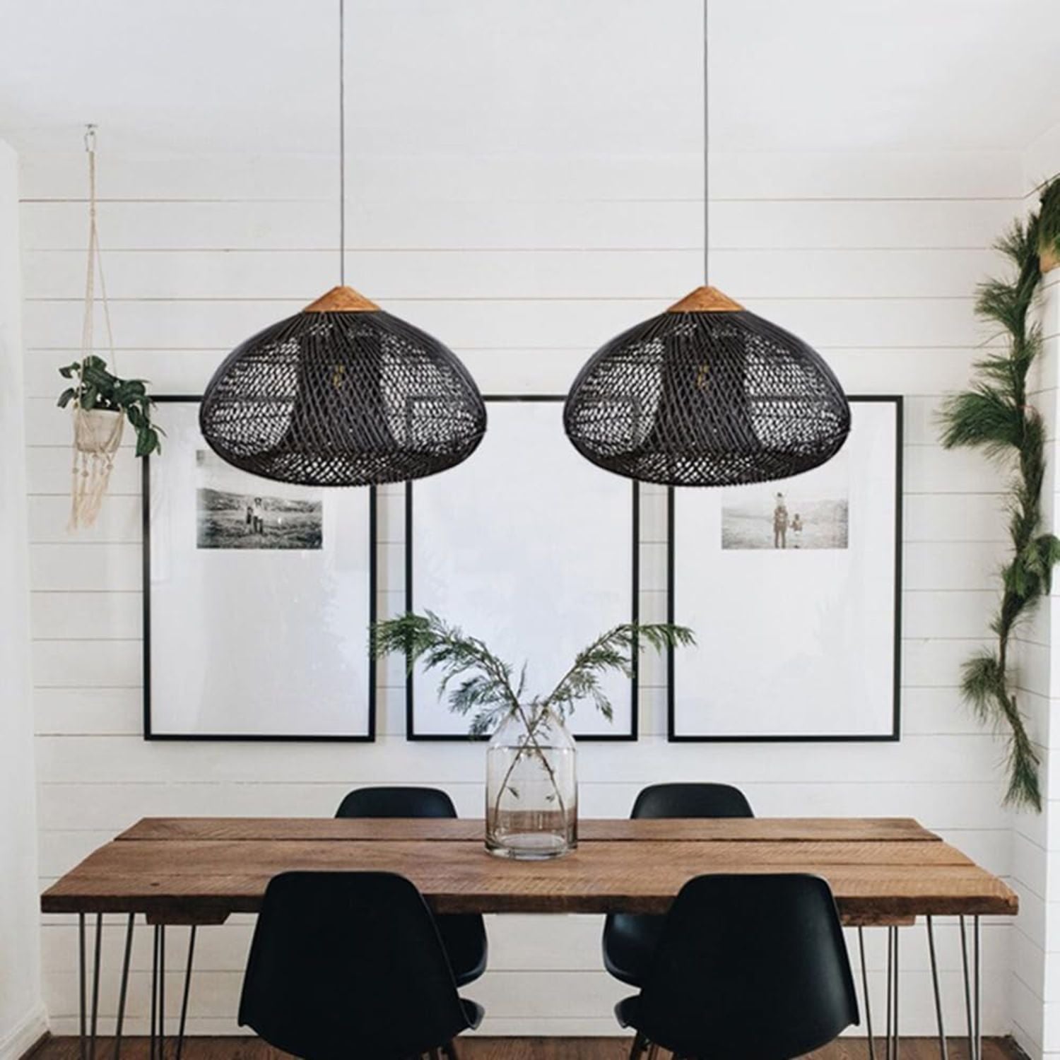 Lampara Colgante Rattan Negro Etéreo 80cm
