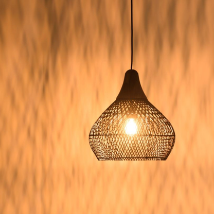 PREVENTA - Lampara Colgante Rattan Claro Negro Duna 50cm