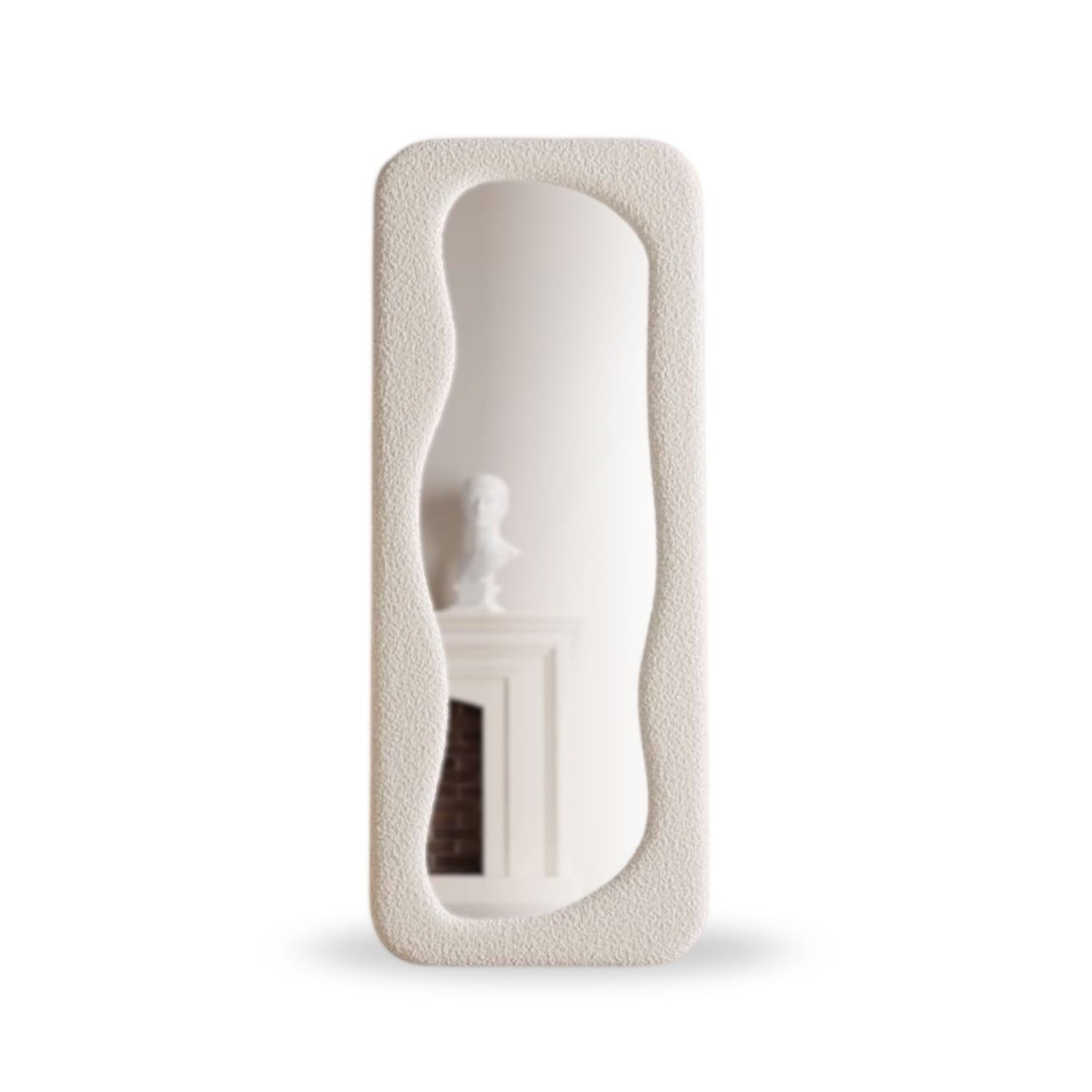 Espejo Blanco Cuerpo Entero Estilo Bouclé 200x100cm