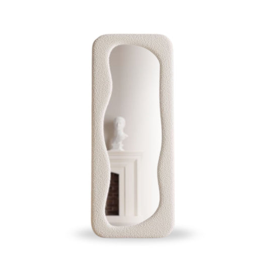 Espejo Blanco Cuerpo Entero Estilo Bouclé 200x100cm