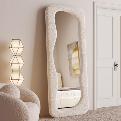 PREVENTA - Espejo Blanco Cuerpo Entero Estilo Bouclé 200x100cm
