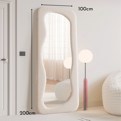 PREVENTA - Espejo Blanco Cuerpo Entero Estilo Bouclé 200x100cm