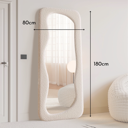 PREVENTA - Espejo Blanco Cuerpo Entero Estilo Bouclé 180x80cm